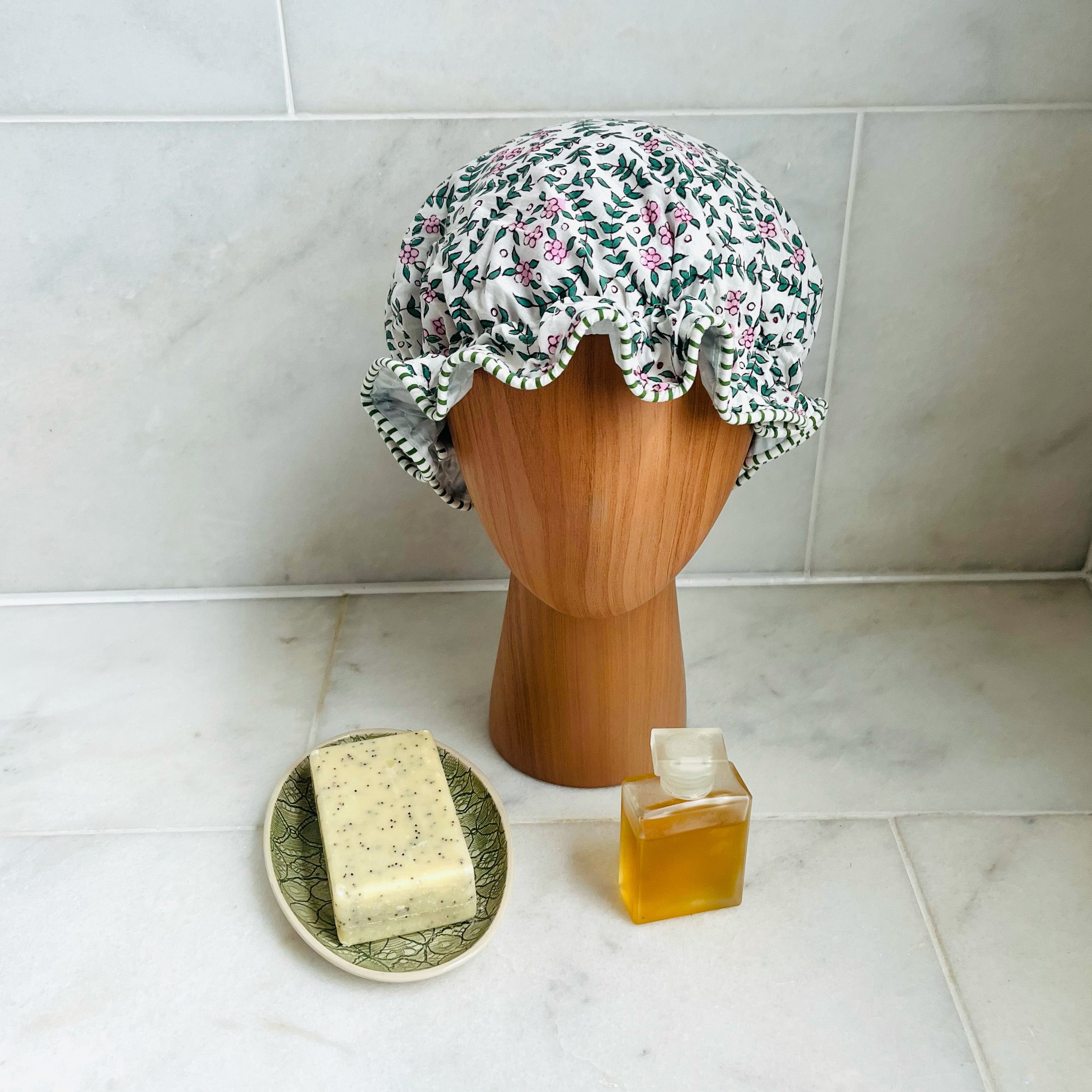 SHOWER CAP - PINK DITSY