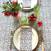 HAND BLOCK TABLECLOTH - PINK DITSY