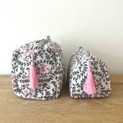 WASH BAG + MAKE UP POUCH SET - PINK DITSY