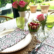HAND BLOCK TABLECLOTH - PINK DITSY