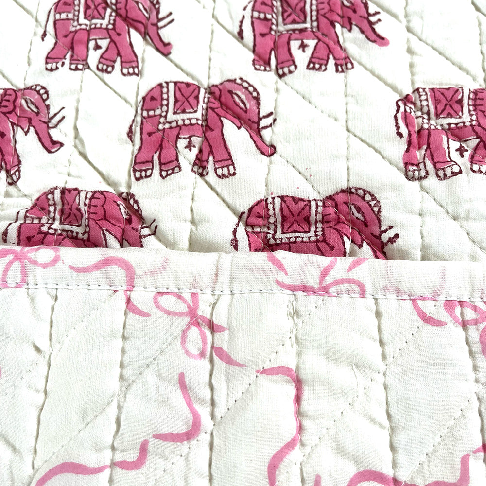 BABY QUILT - PINK ELEPHANT