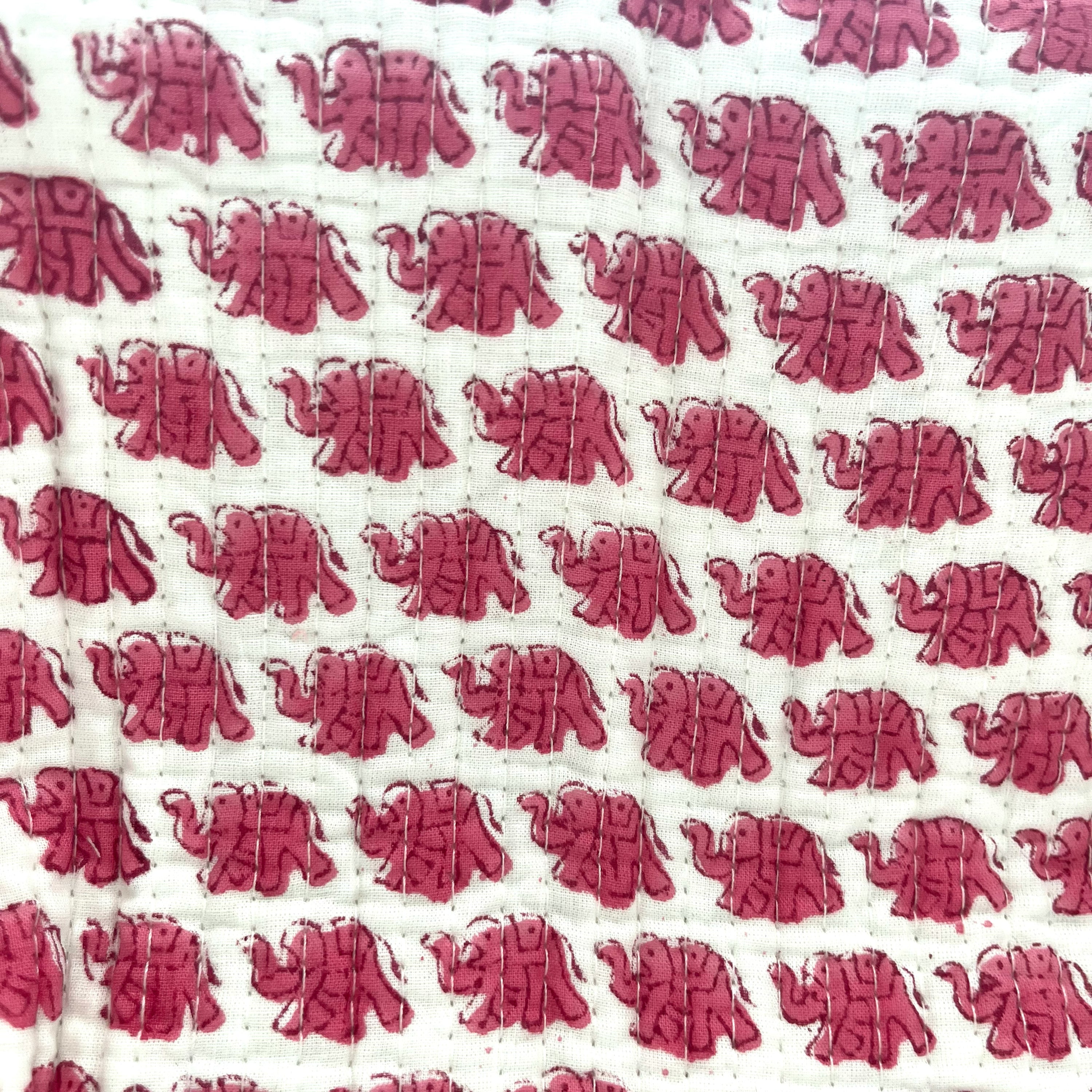 COTTON WASH BAG - PINK ELEPHANT