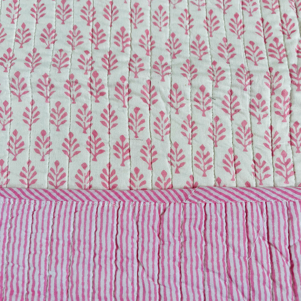 BABY QUILT - PINK FERN