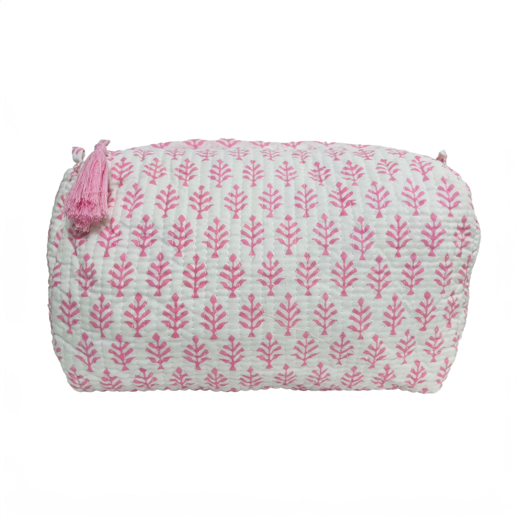 COTTON WASH BAG - PINK FERN