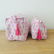 WASH BAG + MAKE UP POUCH SET - PINK FERN