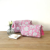 WASH BAG + MAKE UP POUCH SET - PINK FLORAL