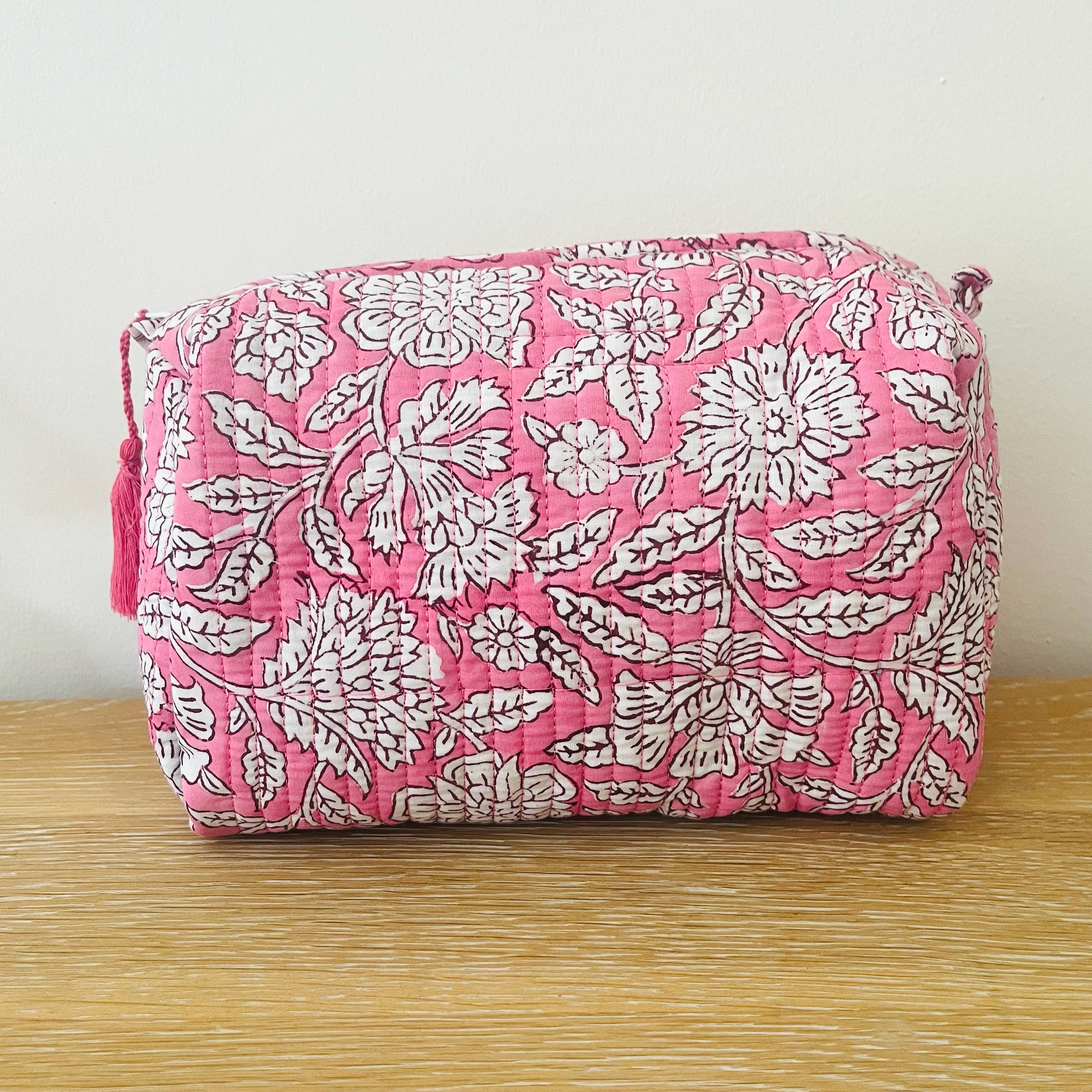 WASH BAG + MAKE UP POUCH SET - PINK FLORAL