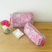 WASH BAG + MAKE UP POUCH SET - PINK FLORAL