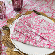 THICKER WEAVE NAPKINS - ROSE PINK FLORAL