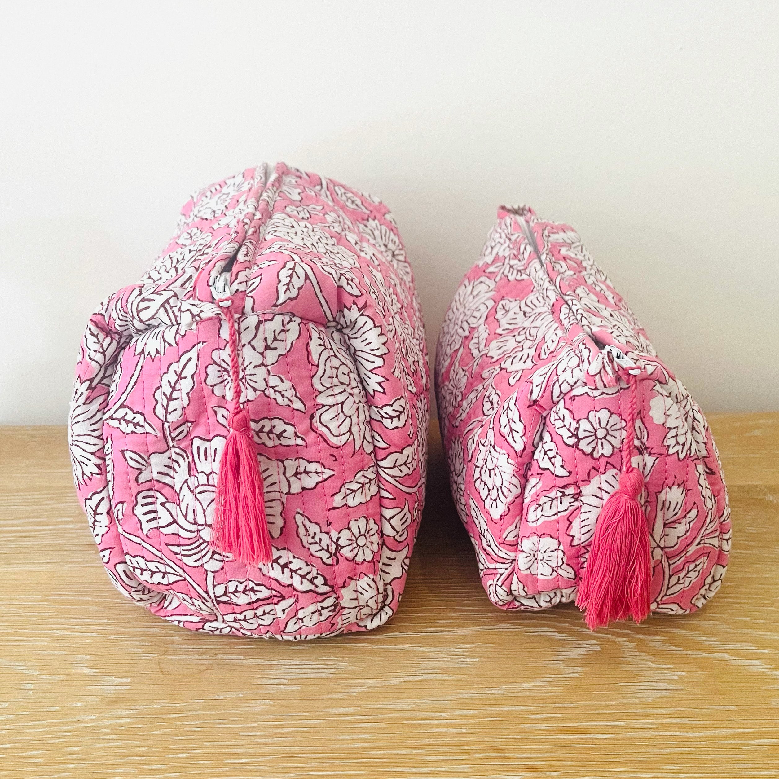WASH BAG + MAKE UP POUCH SET - PINK FLORAL