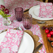 HAND BLOCK TABLECLOTH - ROSE PINK FLORAL