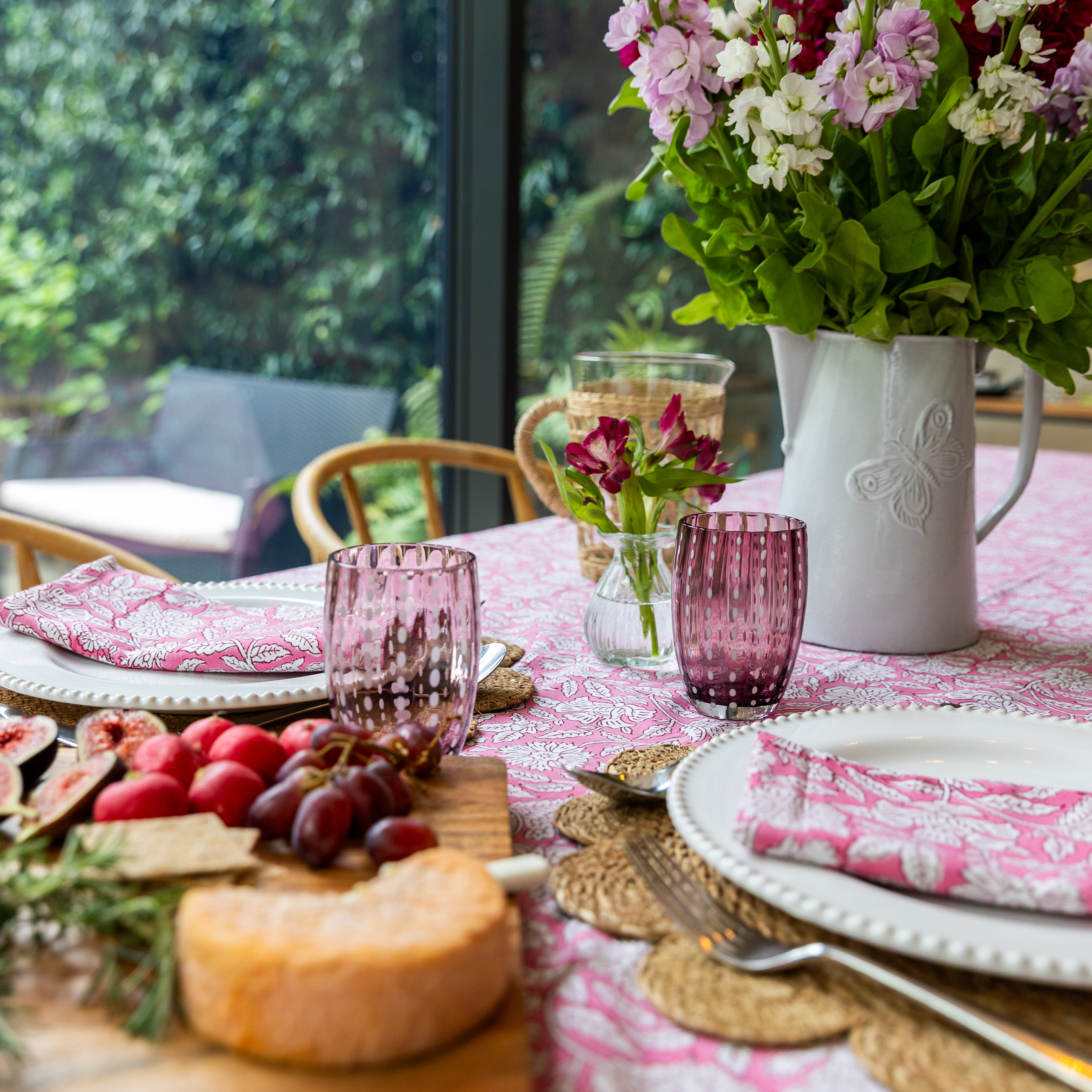 THICKER WEAVE NAPKINS - ROSE PINK FLORAL