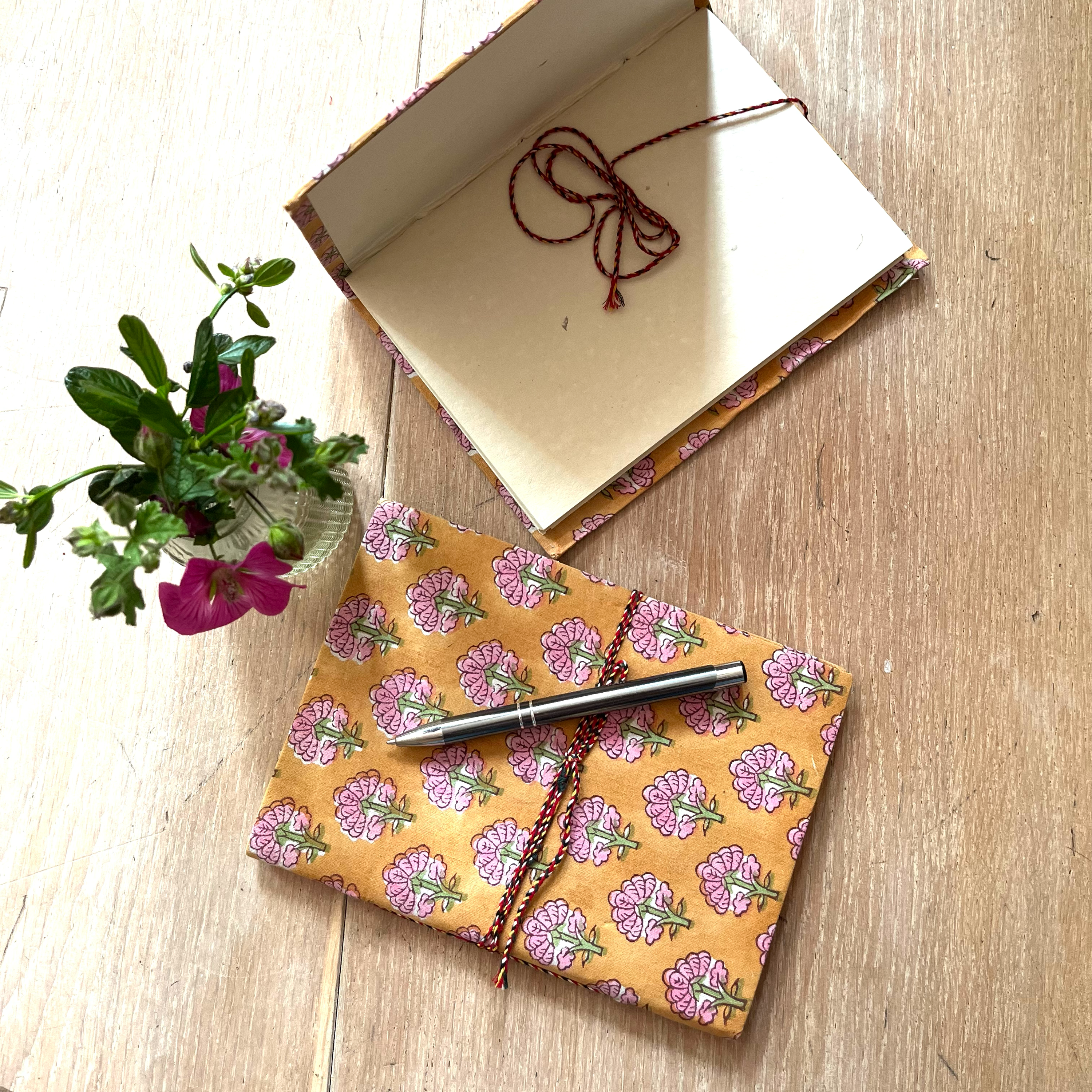 HAND MADE NOTEBOOK - PINK FLOWER
