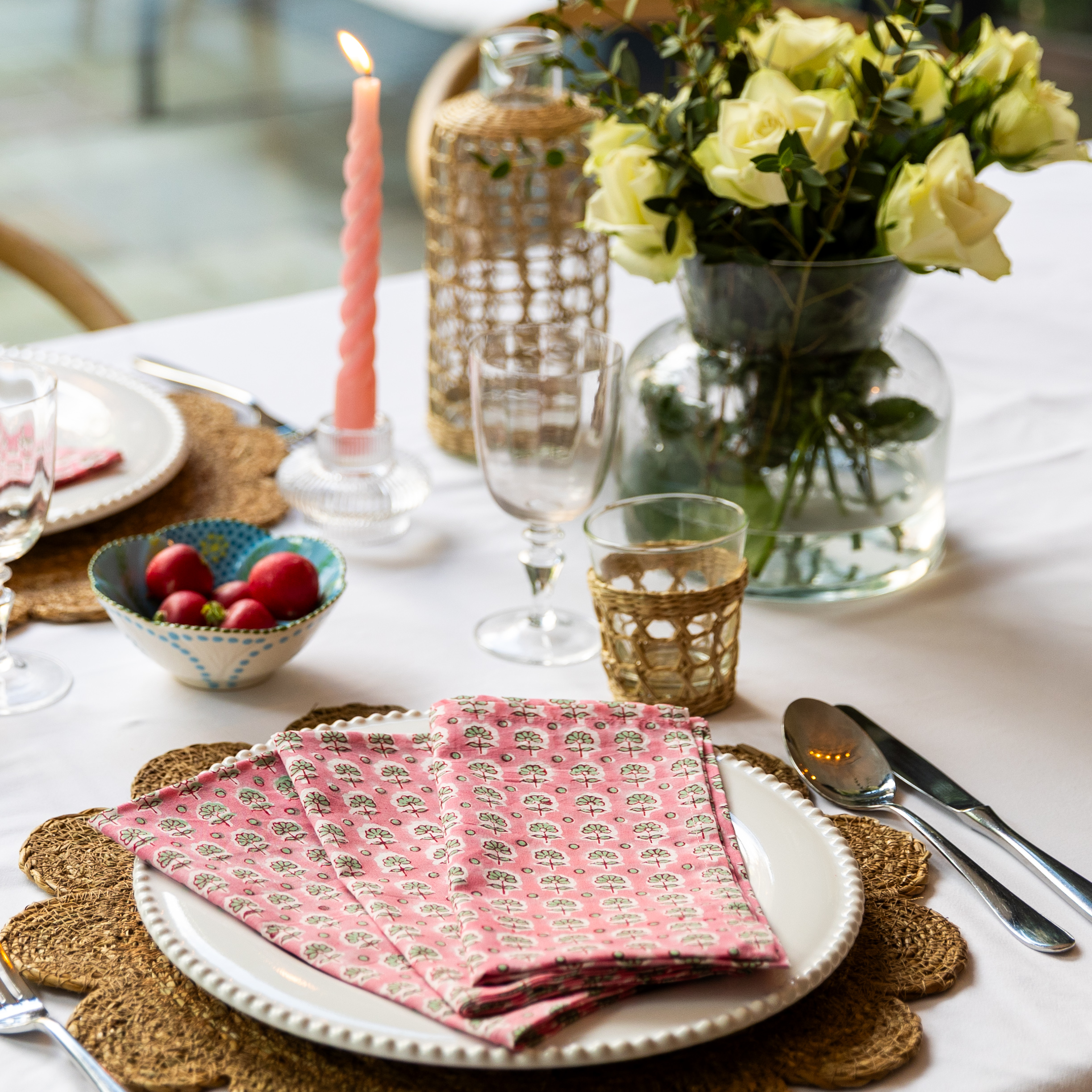 LIGHTWEIGHT NAPKINS - PINK FORGET-ME-NOT
