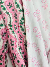 COTTON HOODED ROBE - PINK VINE