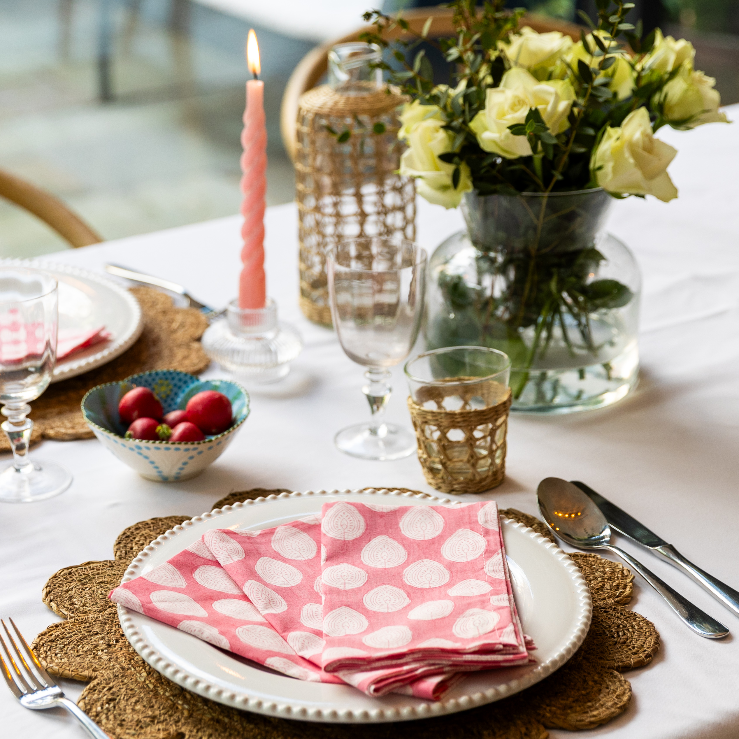 LIGHTWEIGHT NAPKINS - PINK LEAF