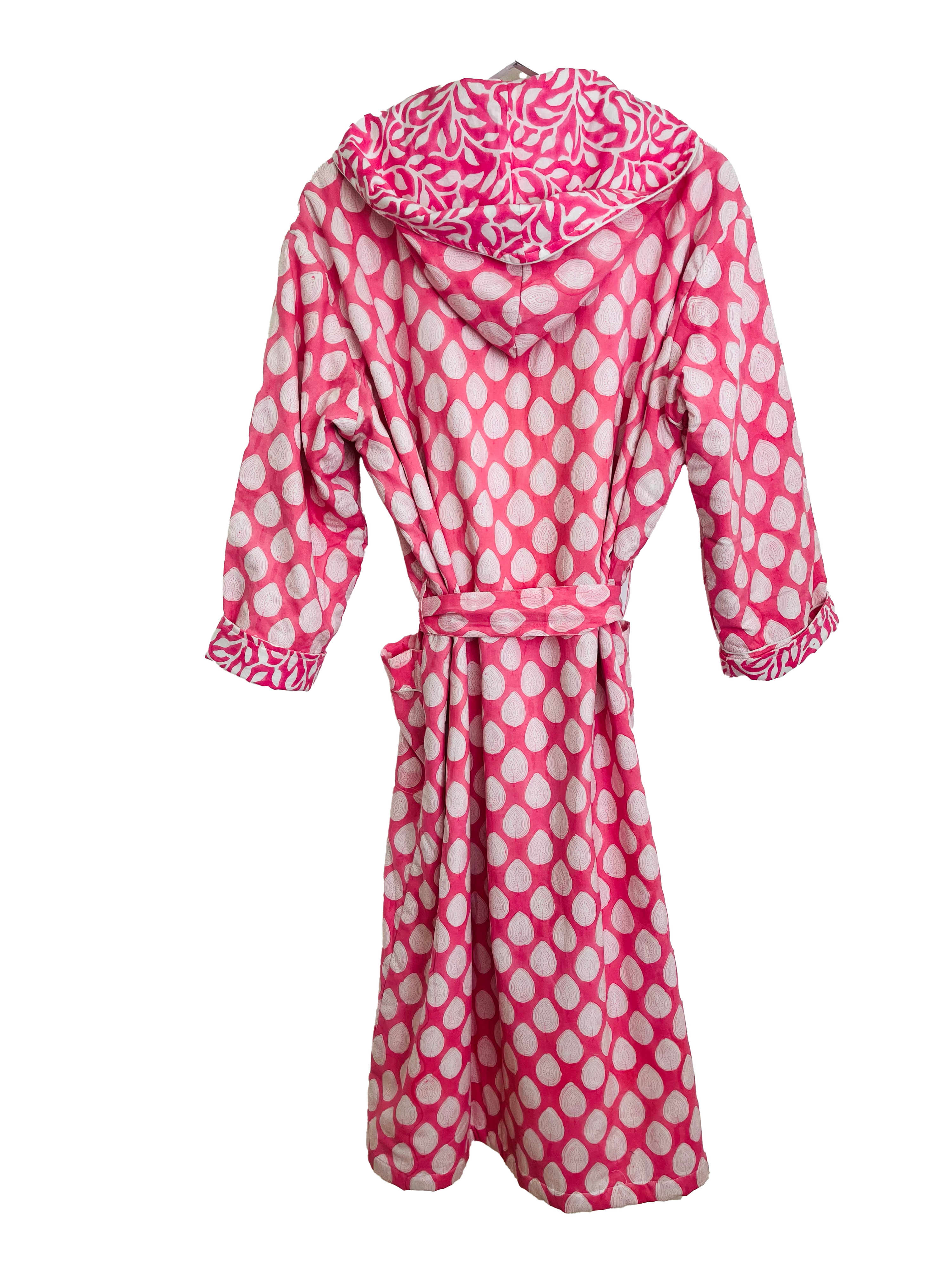 HOODED ROBE - PINK LEAF