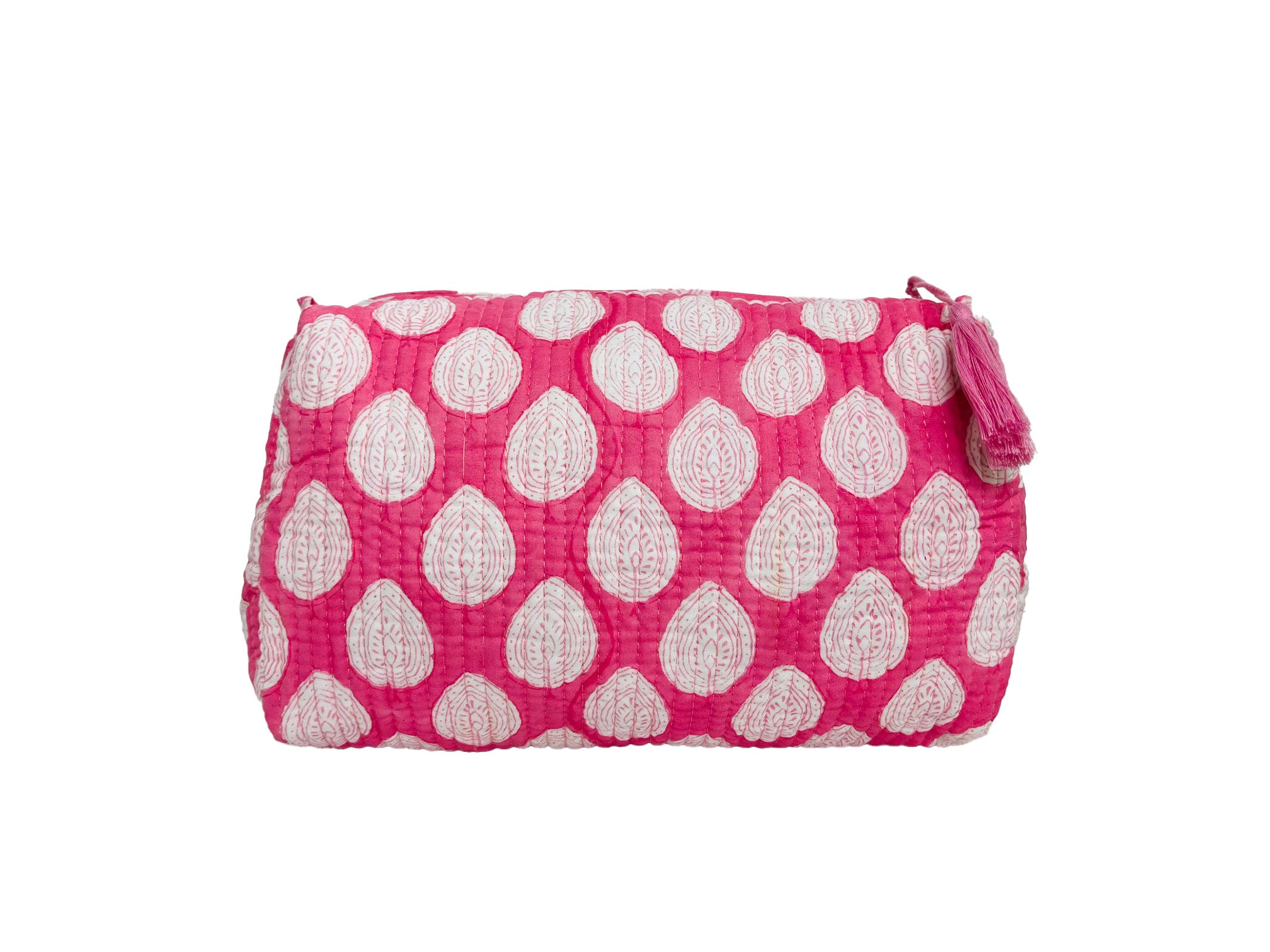 COTTON WASH BAGS - PINK LEAF