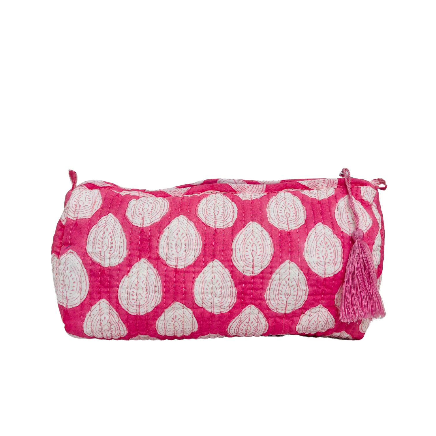 COTTON WASH BAGS - PINK LEAF