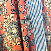 COTTON BLOCK PRINT KIMONO - ROSE AND POWDER BLUE