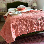PURE VELVET QUILT - CORAL PINK