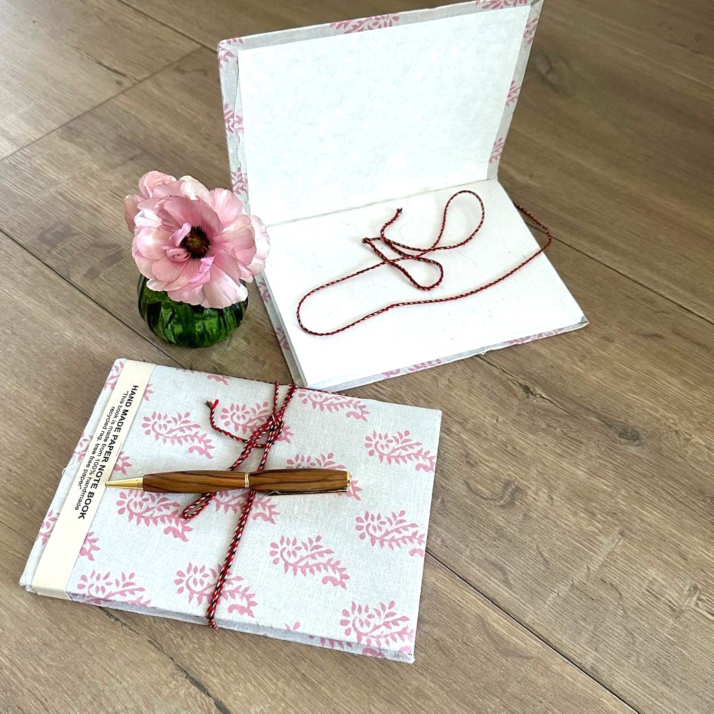 HAND MADE NOTEBOOK - PINK SEAHORSE