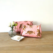 WASH BAG + MAKE UP POUCH SET - PINK TIGER