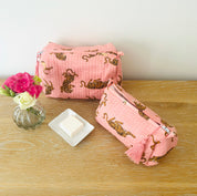 WASH BAG + MAKE UP POUCH SET - PINK TIGER