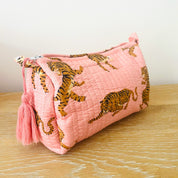 WASH BAG + MAKE UP POUCH SET - PINK TIGER