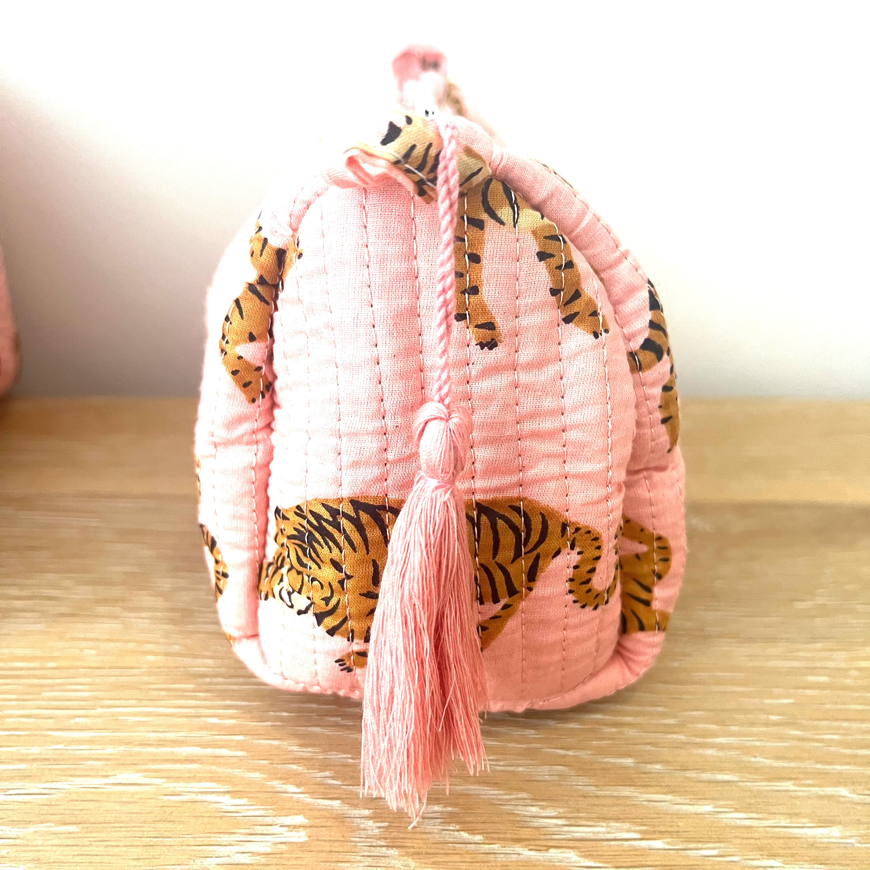 WASH BAG + MAKE UP POUCH SET - PINK TIGER