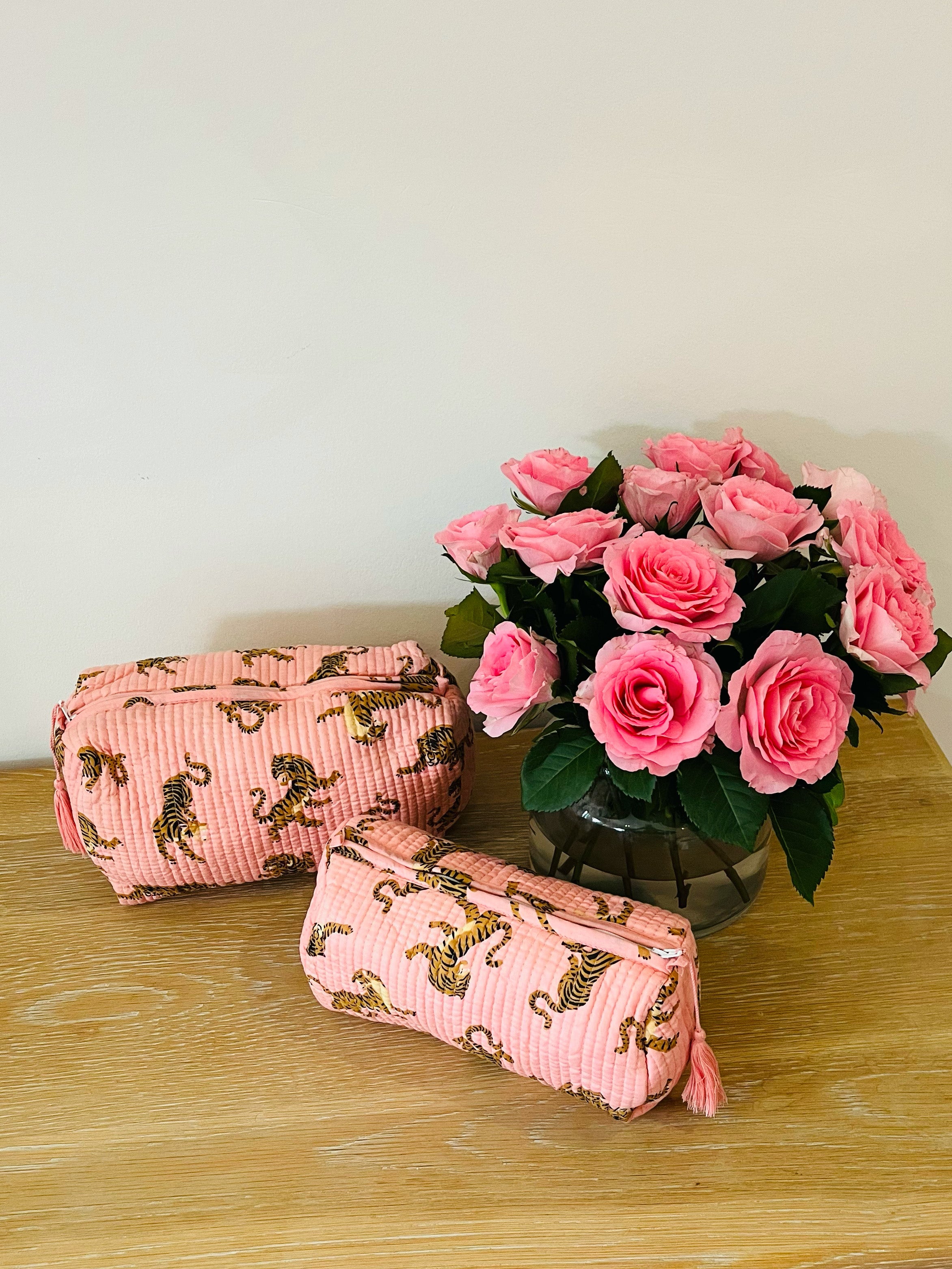 COTTON WASH BAG - PINK TIGER