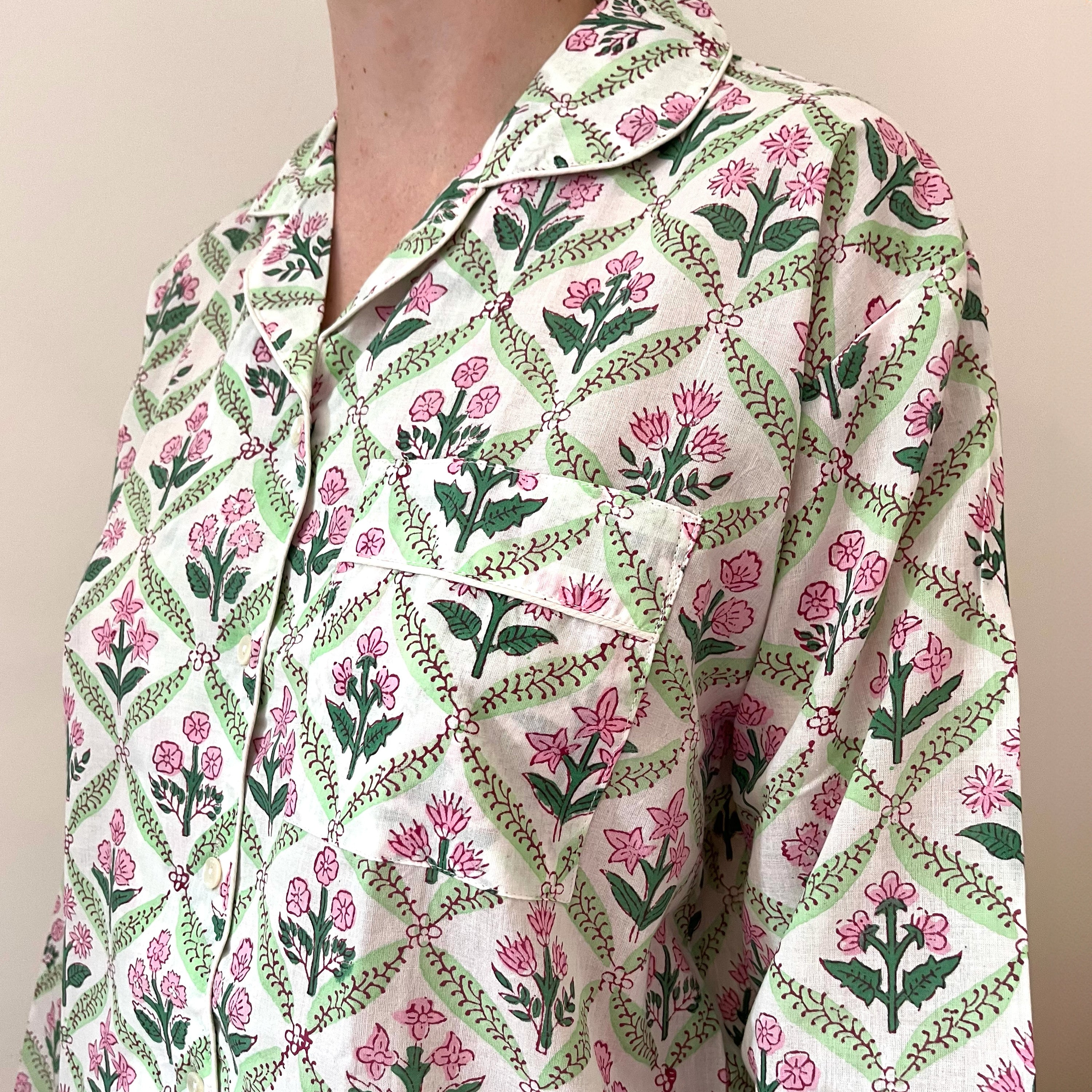 COTTON PYJAMAS - PINK TRELLIS