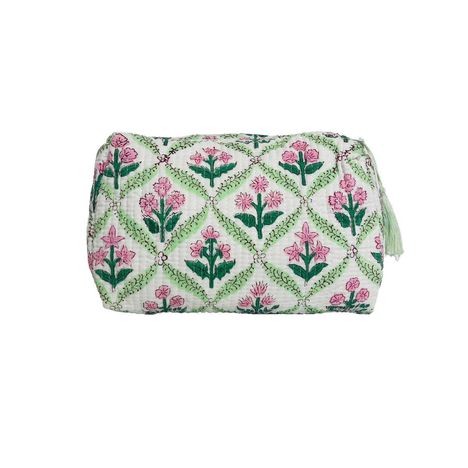 COTTON WASH BAG - PINK TRELLIS