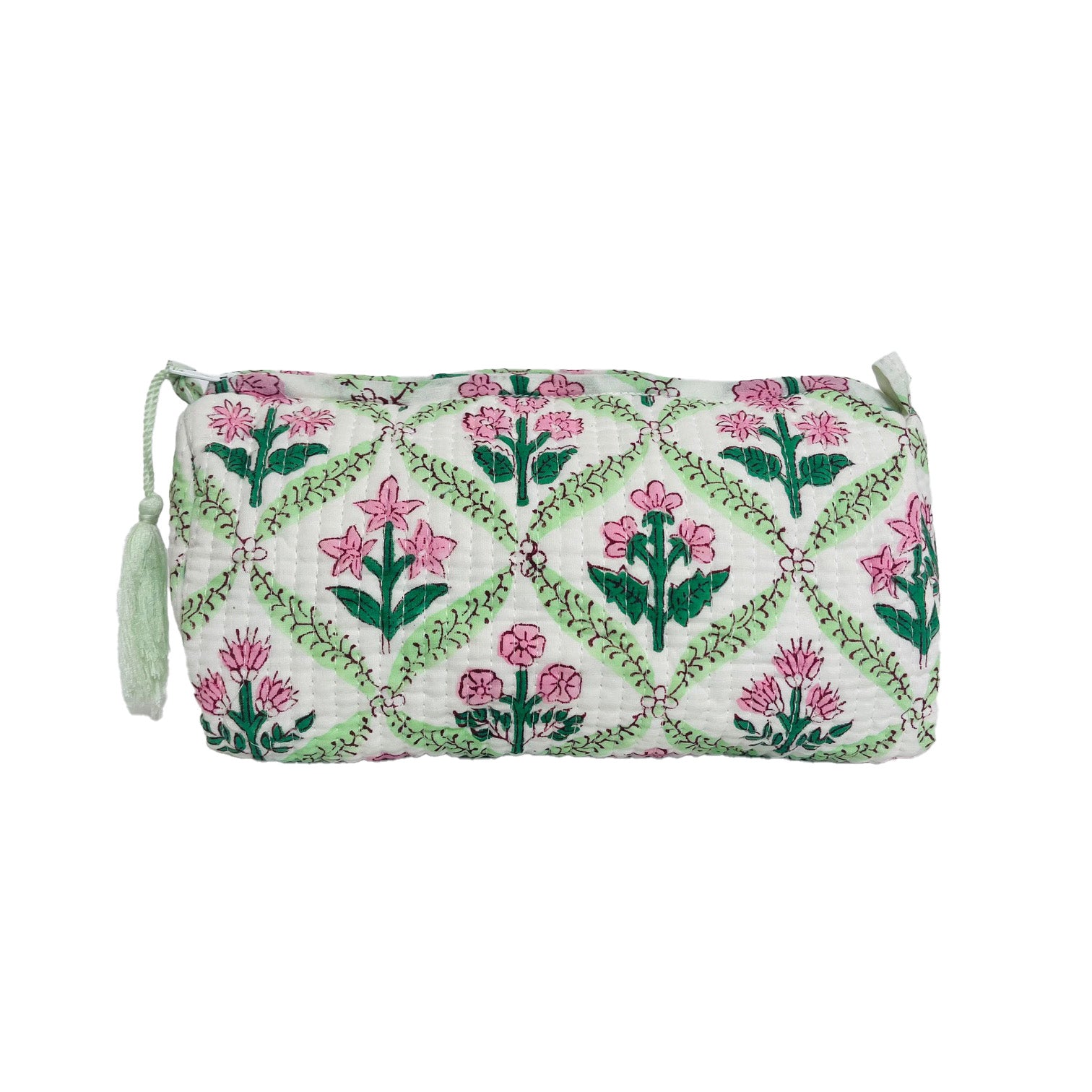 COTTON WASH BAG - PINK TRELLIS