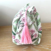 WASH BAG + MAKE UP POUCH SET - PINK TRELLIS