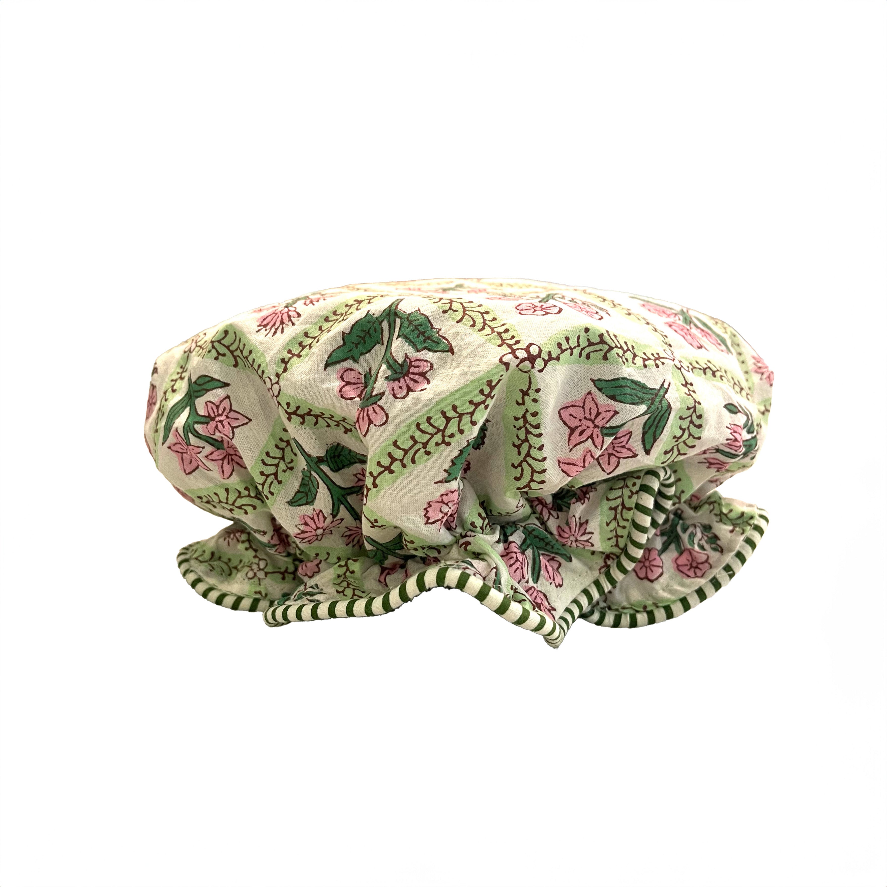 SHOWER CAP - PINK TRELLIS
