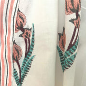 COTTON BLOCK PRINT KIMONO - WHITE AND PINK FLOWER