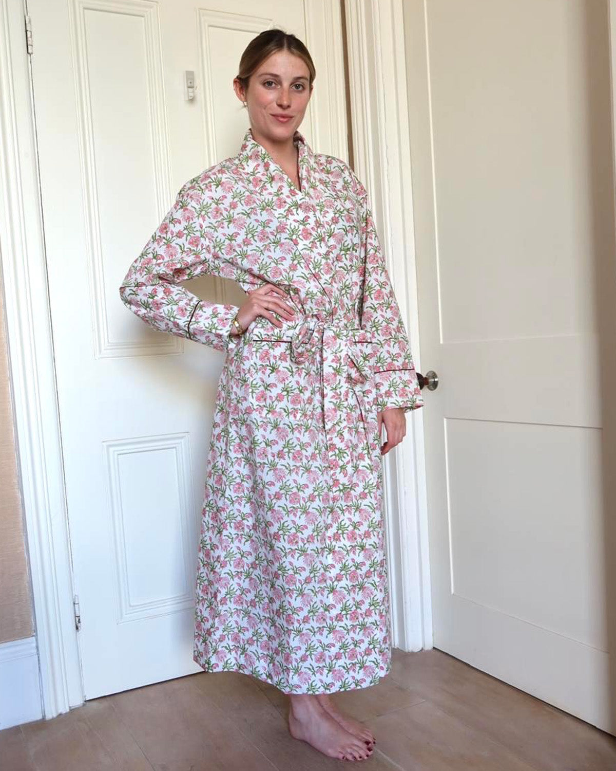 SIGNATURE COTTON ROBE - PINK WILDFLOWERS