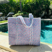 QUILTED COTTON TOTE BAG -PINK DAISY