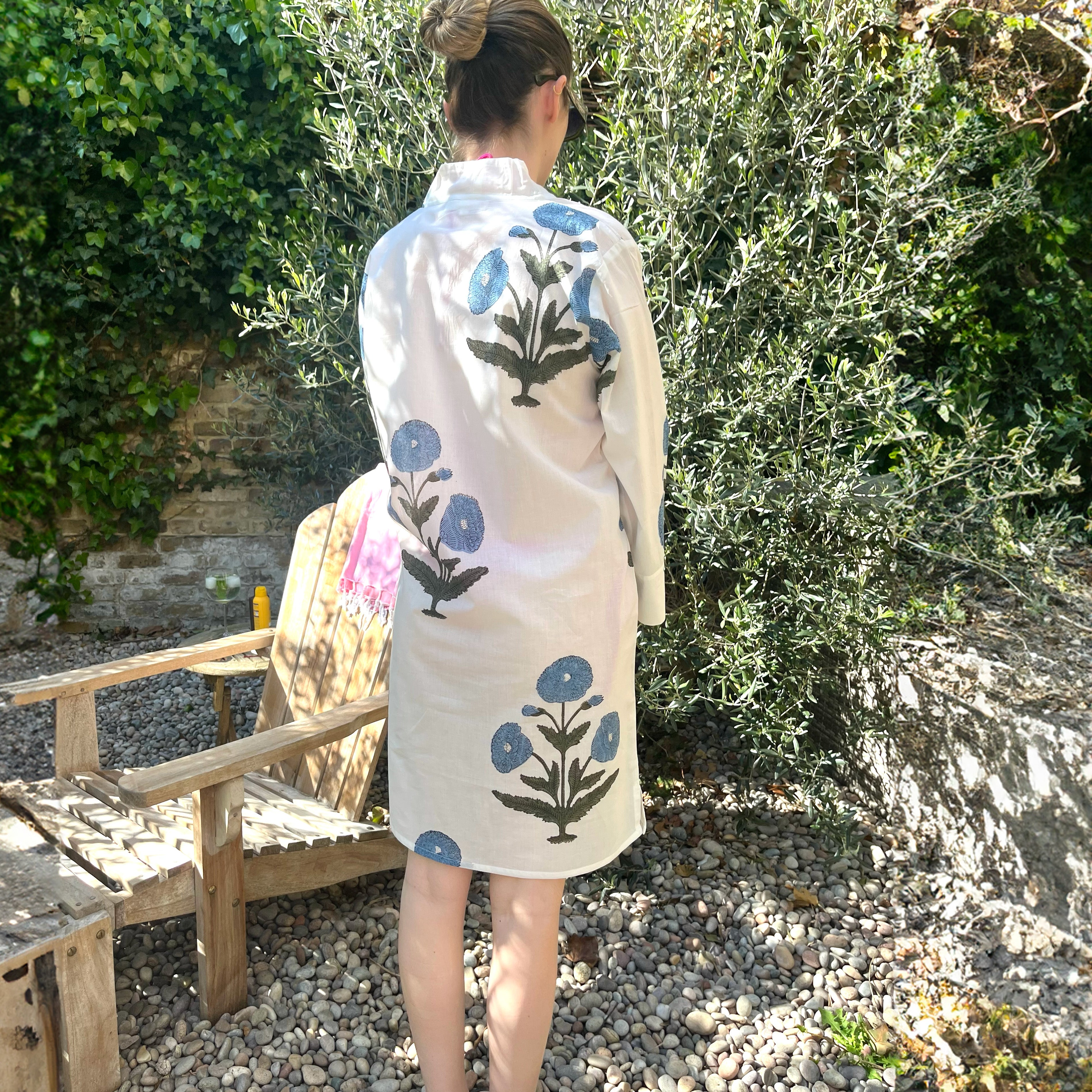 COTTON KAFTAN - POWDER BLUE