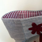 VELVET LOVE BAG- POWDER BLUE AND BURGUNDY