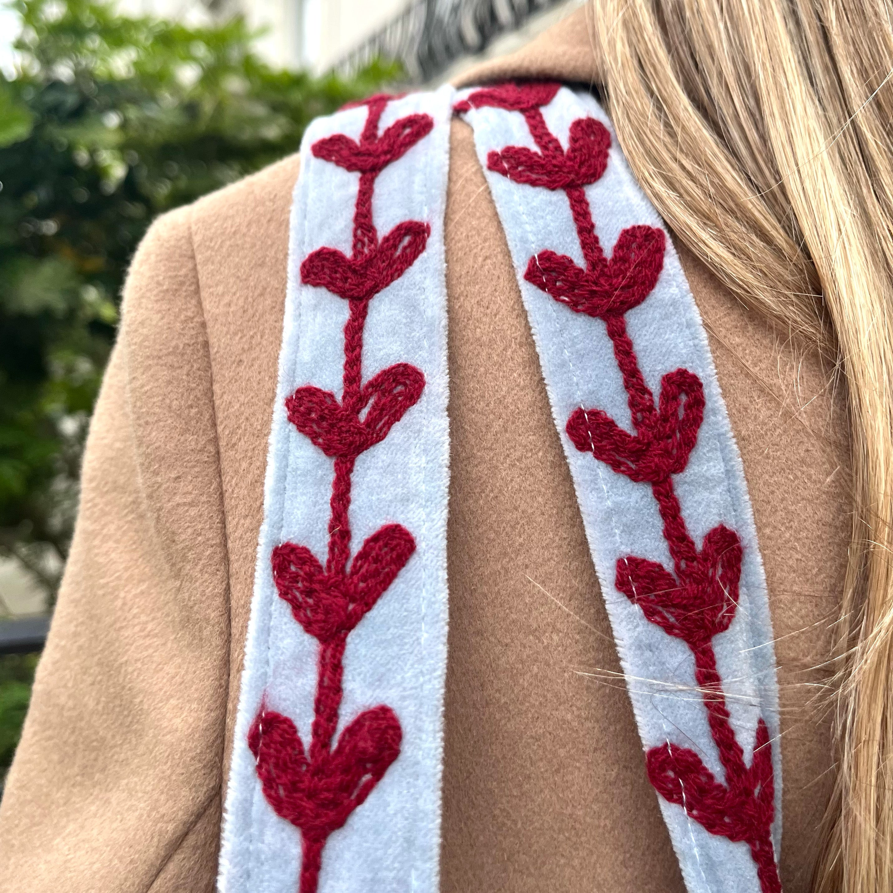 VELVET LOVE BAG- POWDER BLUE AND BURGUNDY