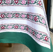HAND BLOCK TABLECLOTH - RAMBLING ROSE