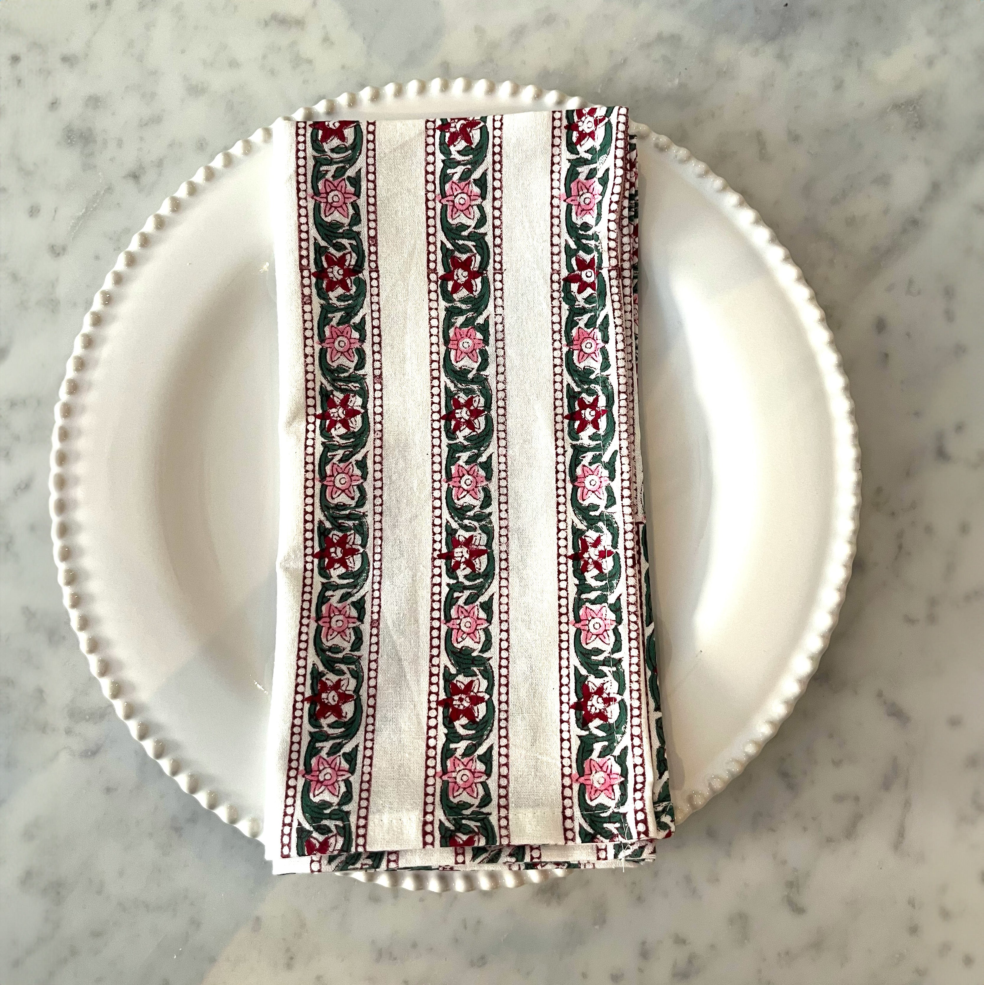 HAND BLOCK TABLECLOTH - RAMBLING ROSE