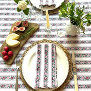 HAND BLOCK TABLECLOTH - RAMBLING ROSE