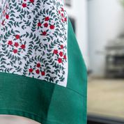 HAND BLOCK TABLECLOTH - RED BERRIES