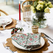 HAND BLOCK TABLECLOTH - RED BERRIES