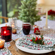 HAND BLOCK TABLECLOTH - RED BERRIES