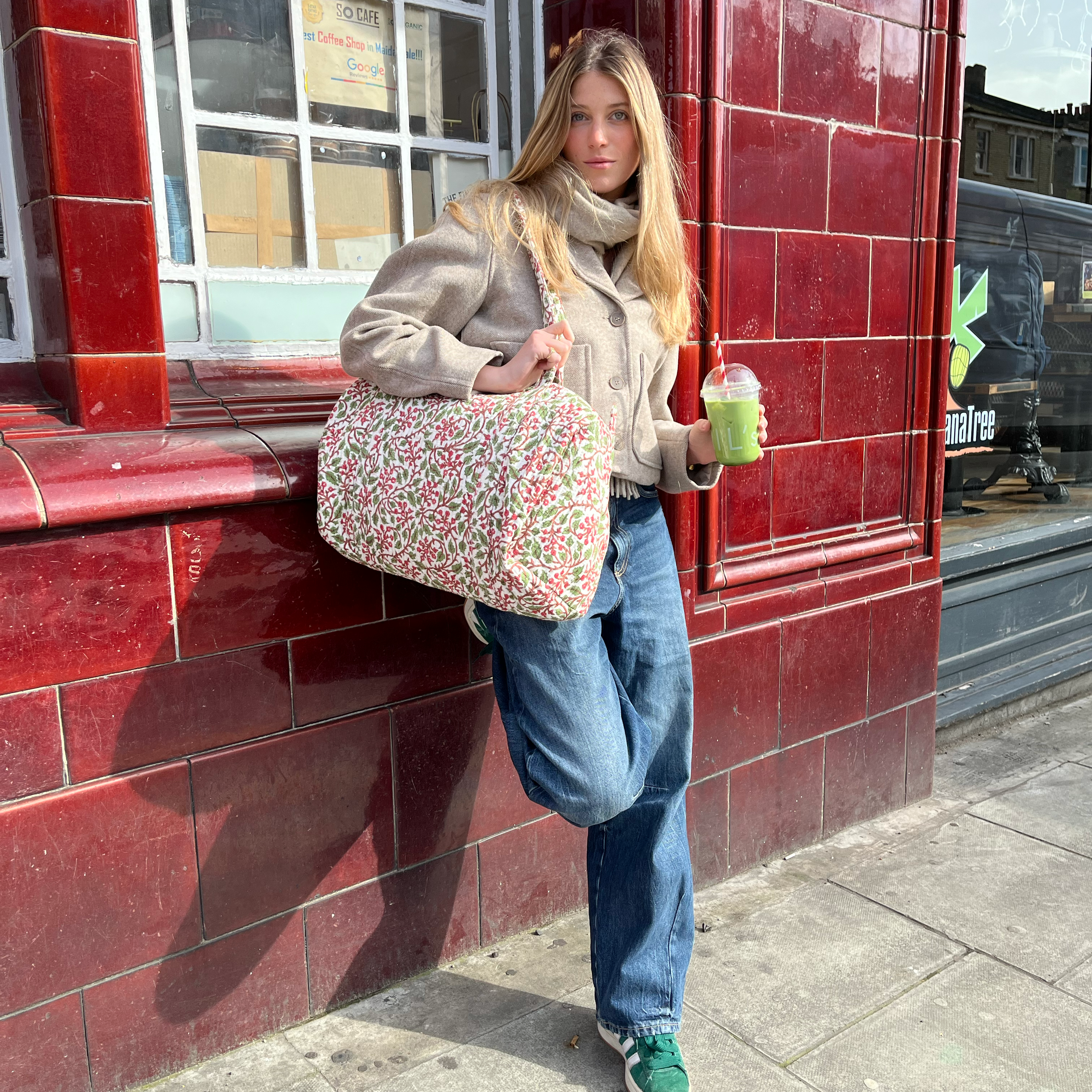WEEKEND BAG - RED FLOWER  - Was £59