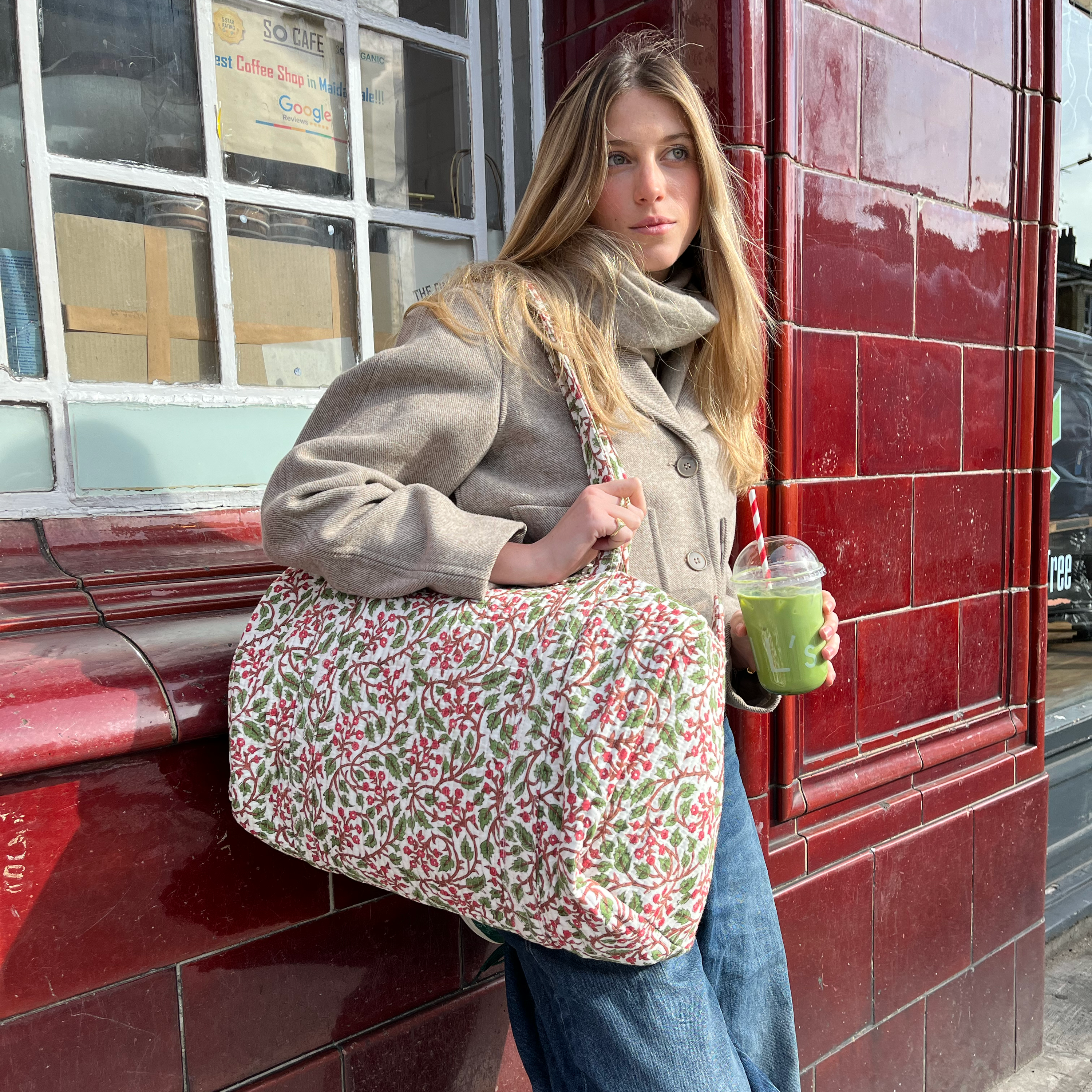 WEEKEND BAG - RED FLOWER  - Was £59